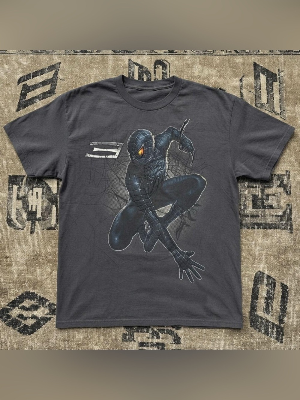 Gildan Black Spider-Man Graphic Tee with Orange Eye Accents